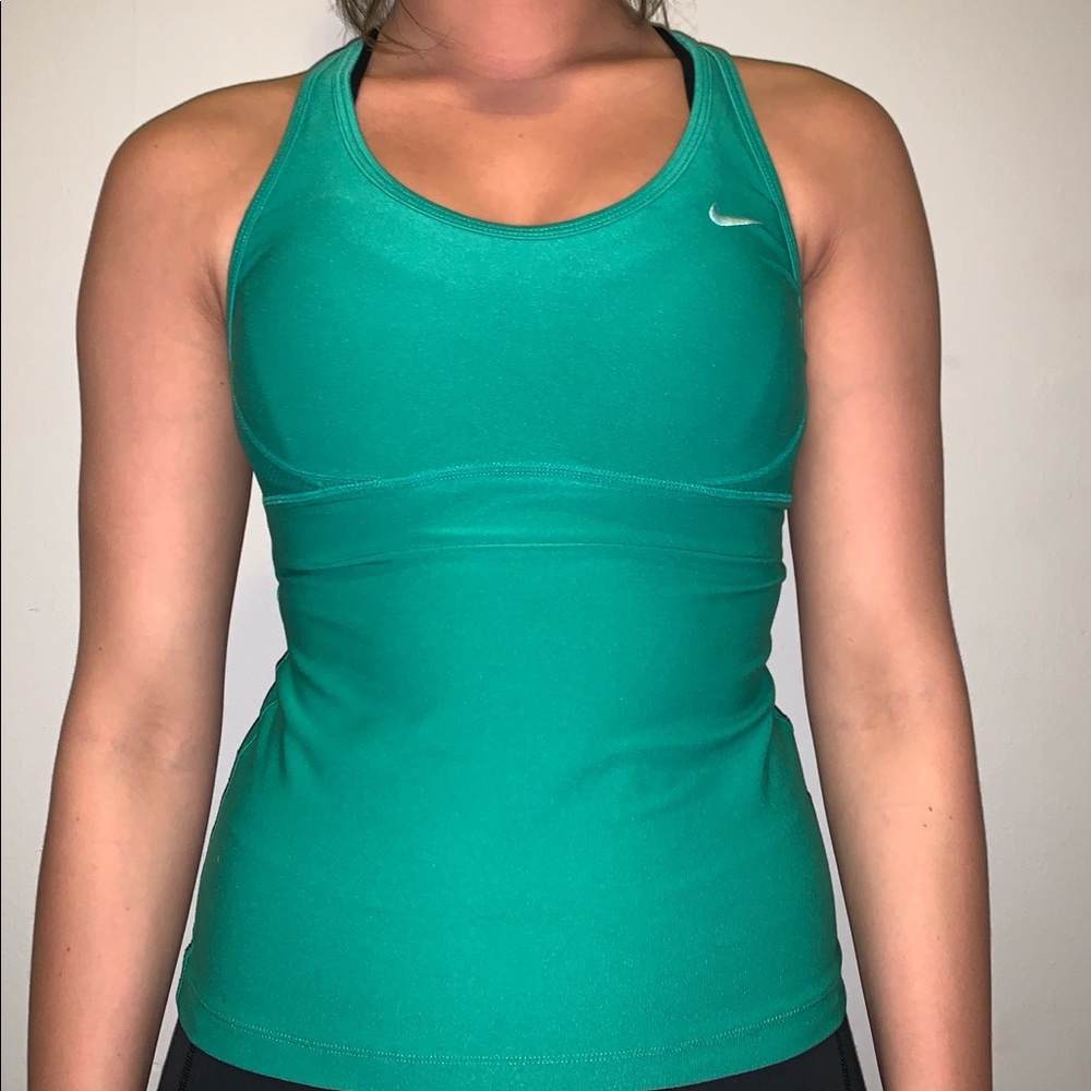 Green Nike Tank! BUILT IN SPORTS BRA!